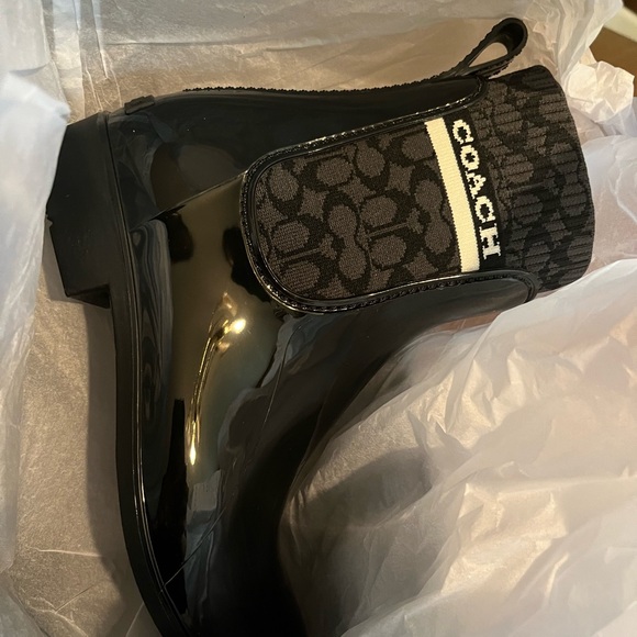 Coach Rivington Rain Bootie Black Rubber 6 B (M) Brand New - Picture 8 of 11